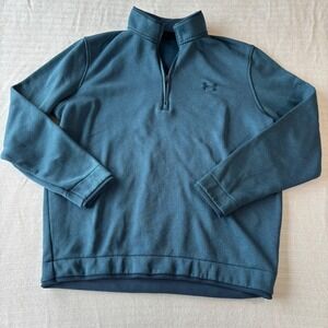 Under Armour Golf Mens Storm 1/4 Zip Pullover Teal Blue Fleece 1359971 Large